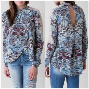 Free People New World Nouveau Top Blue Lace